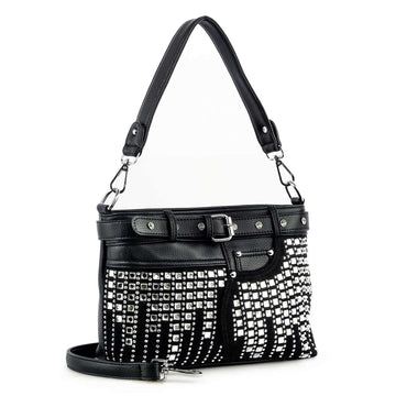 Belted Rhinestone Shoulder Bag